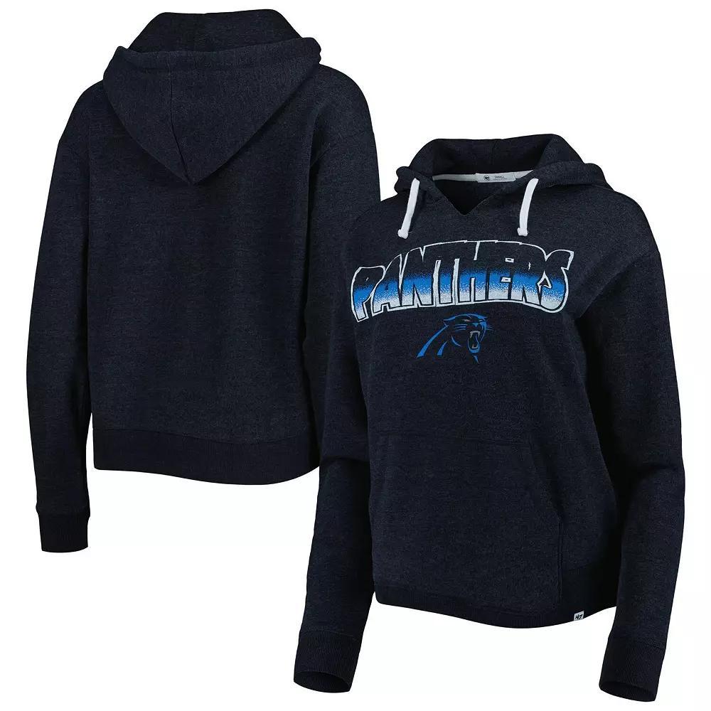 Women's '47 Black Carolina Panthers Color Rise Kennedy Notch Neck Pullover Hoodie, Size: Small Product Image