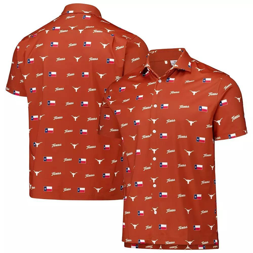Men's Texas Orange Texas Longhorns Texas Icons Tri-Blend Button-Up Polo, Size: Medium, Team Product Image