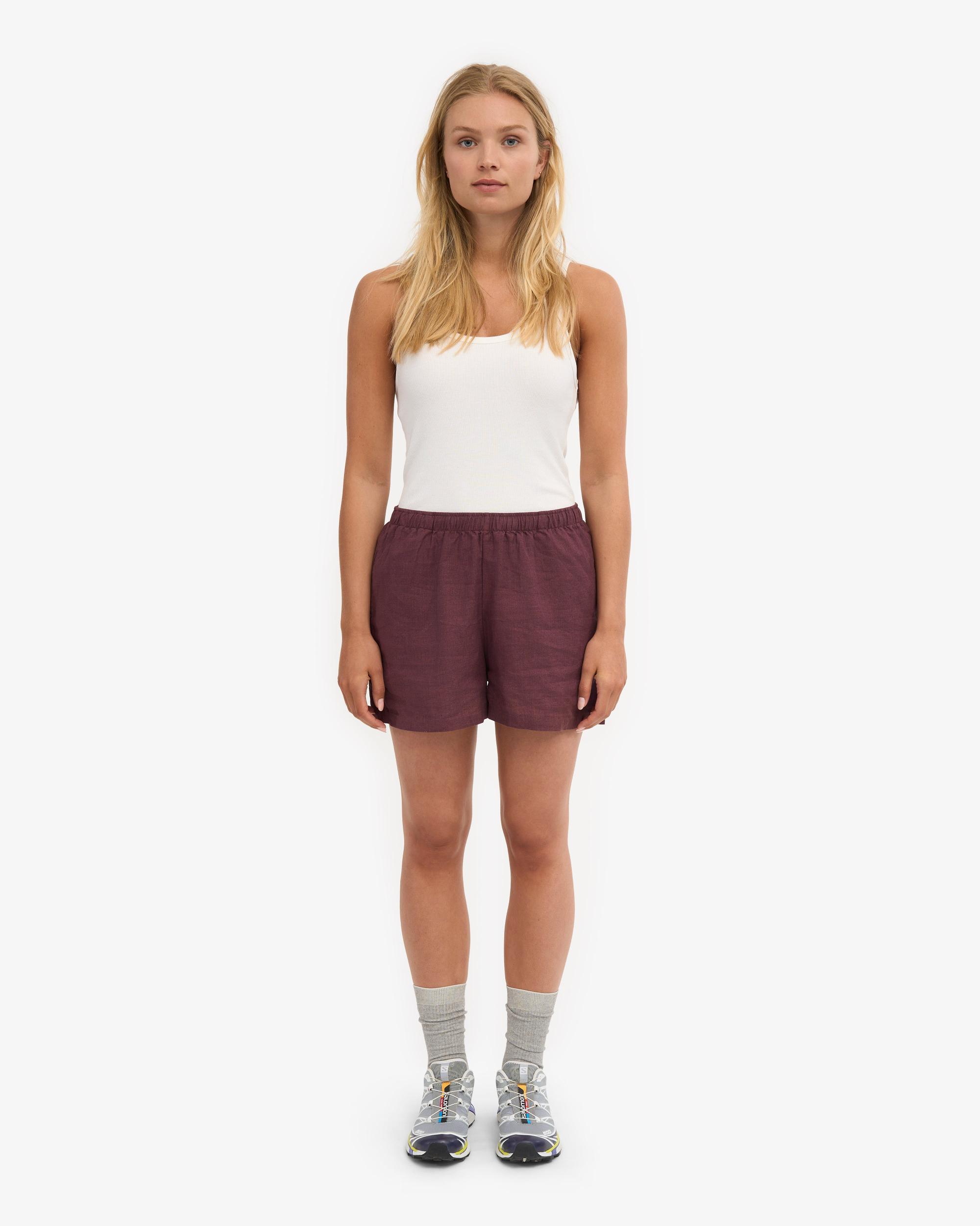 Linen Shorts - Oxblood Red Product Image