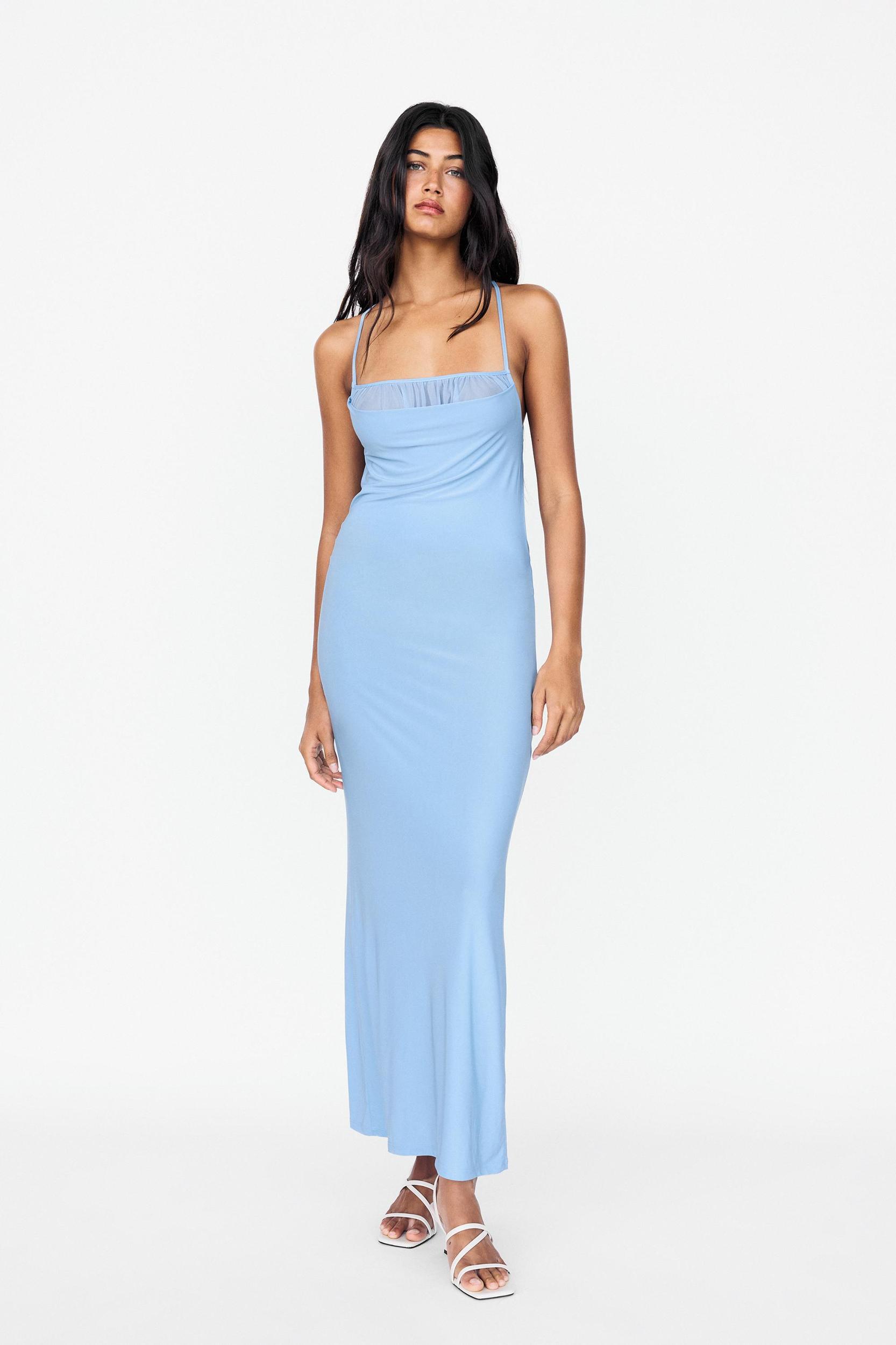 Draped strappy midi dress Product Image