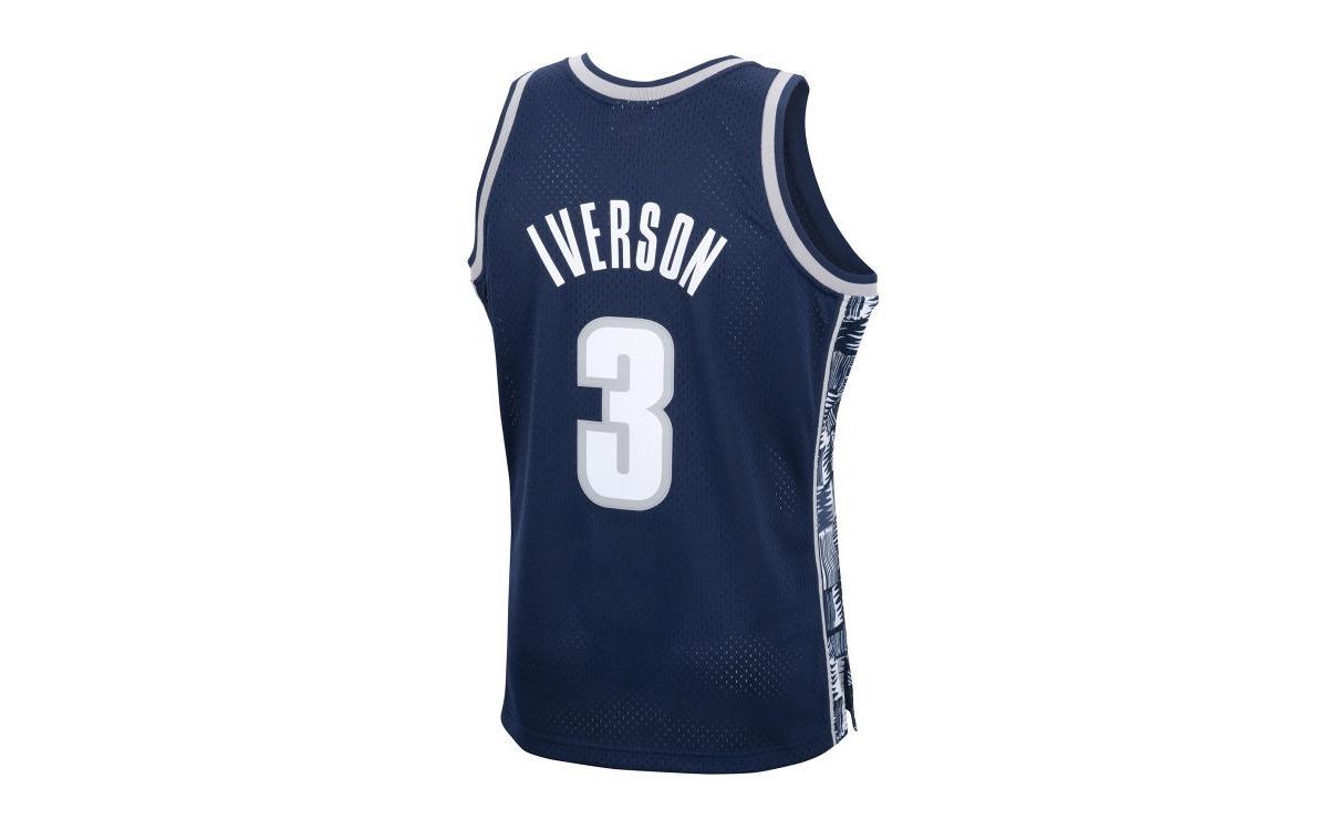 Mens Mitchell & Ness Allen Iverson Navy Georgetown Hoyas 1995-96 Swingman Replica Jersey Grg Blue Product Image