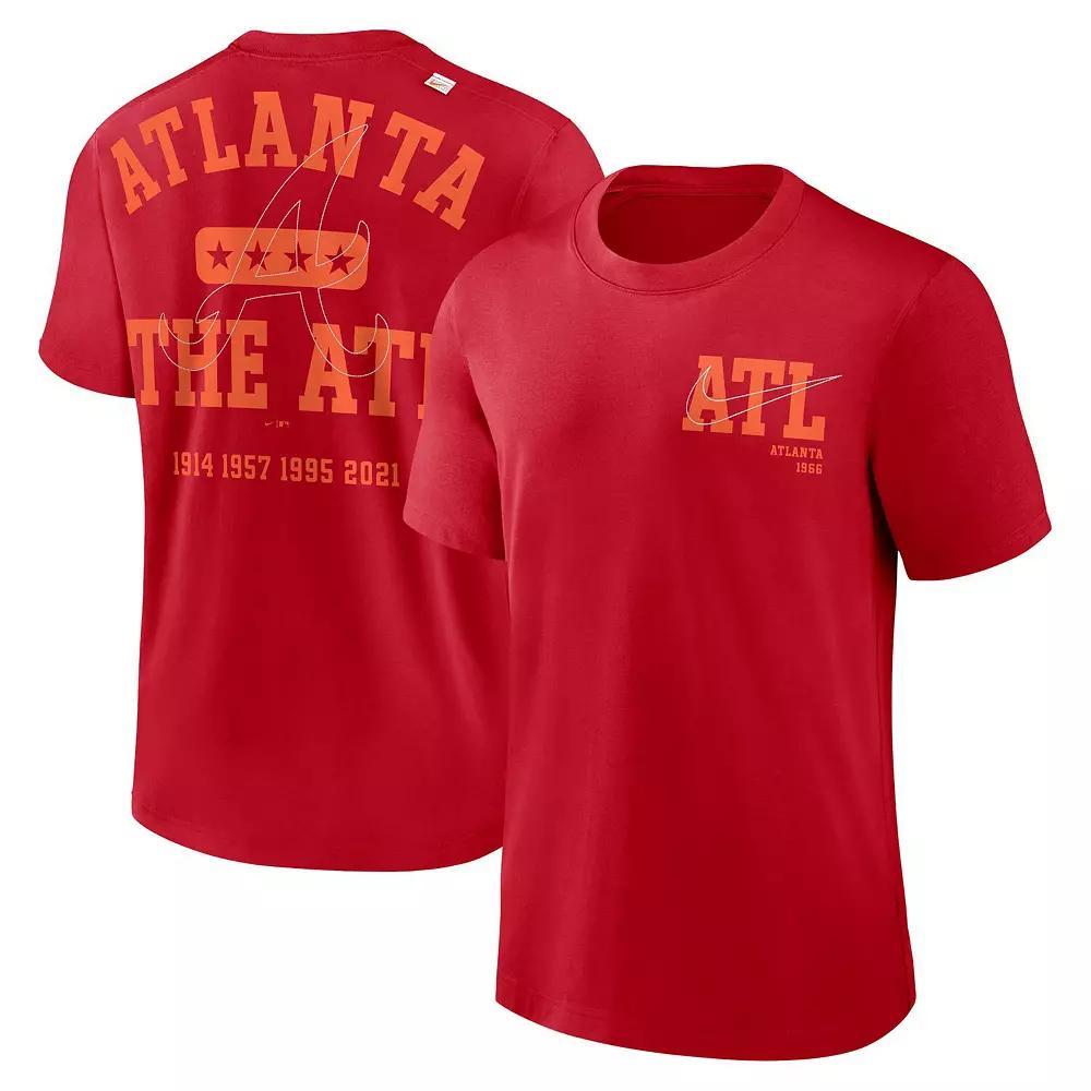 Men's Nike Red Atlanta Braves Statement Game Over T-Shirt,  Product Image