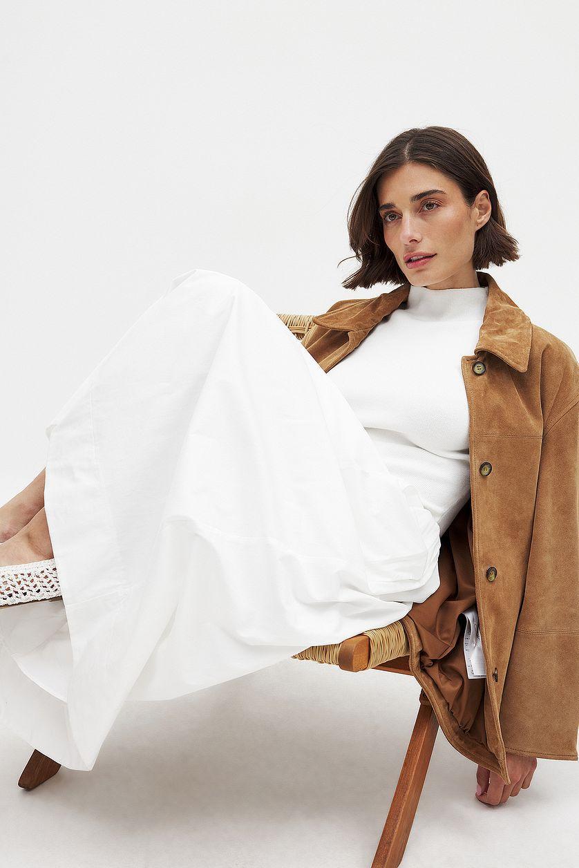 Elastic Waist Cotton Midi Skirt Product Image