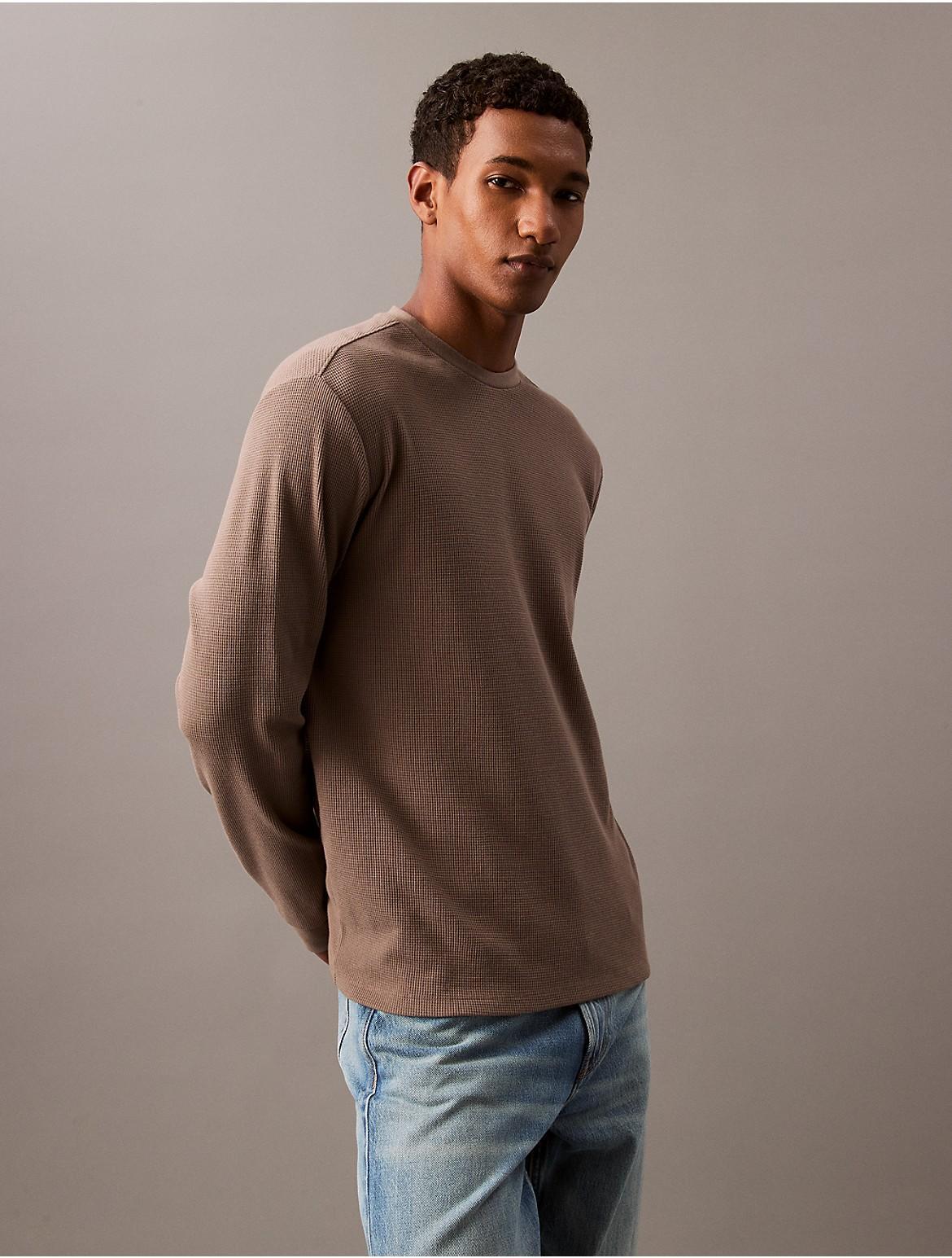 Calvin Klein Mens Waffle Crewneck T-Shirt - Brown - XXL Product Image