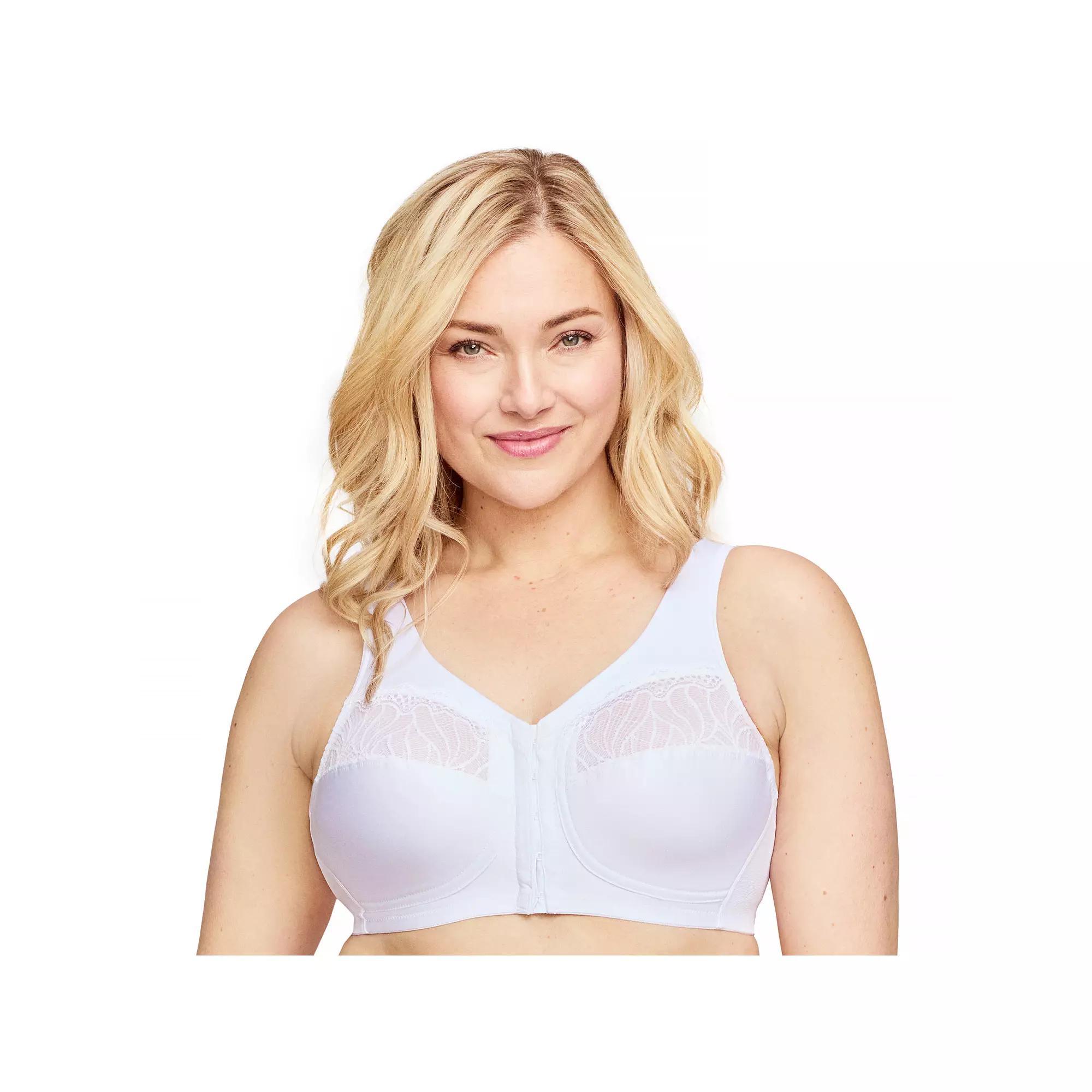 Plus Size Glamorise Full-Figure MagicLift Front-Close Wireless Bra 1210, Women's, Size: 42 D, White Product Image