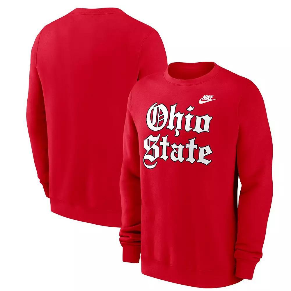 Men's Nike Scarlet Ohio State Buckeyes Old English Fleece Sweatshirt,  Product Image