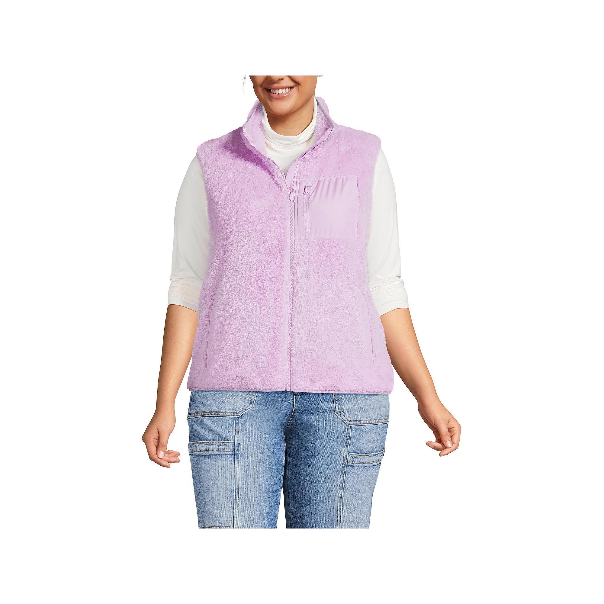 Plus Size Lands' End Cozy Sherpa Fleece Vest, Women's, Size: 3XL, Blushed Purple Product Image