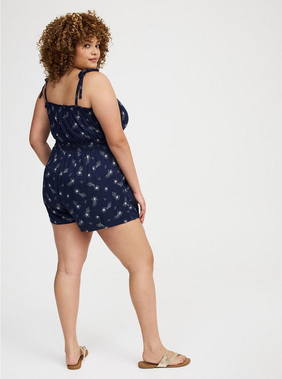 Stretch Challis Tie Strap Romper Product Image