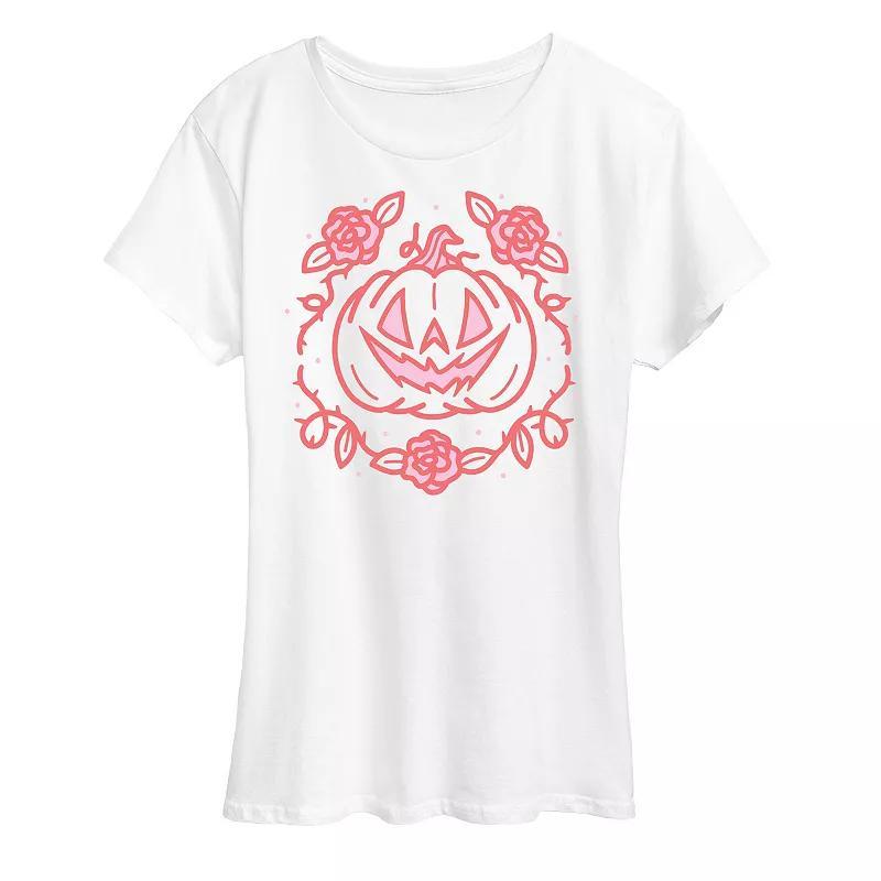 Womens Coquette Pumpkin Rose Graphic Tee Blue Product Image