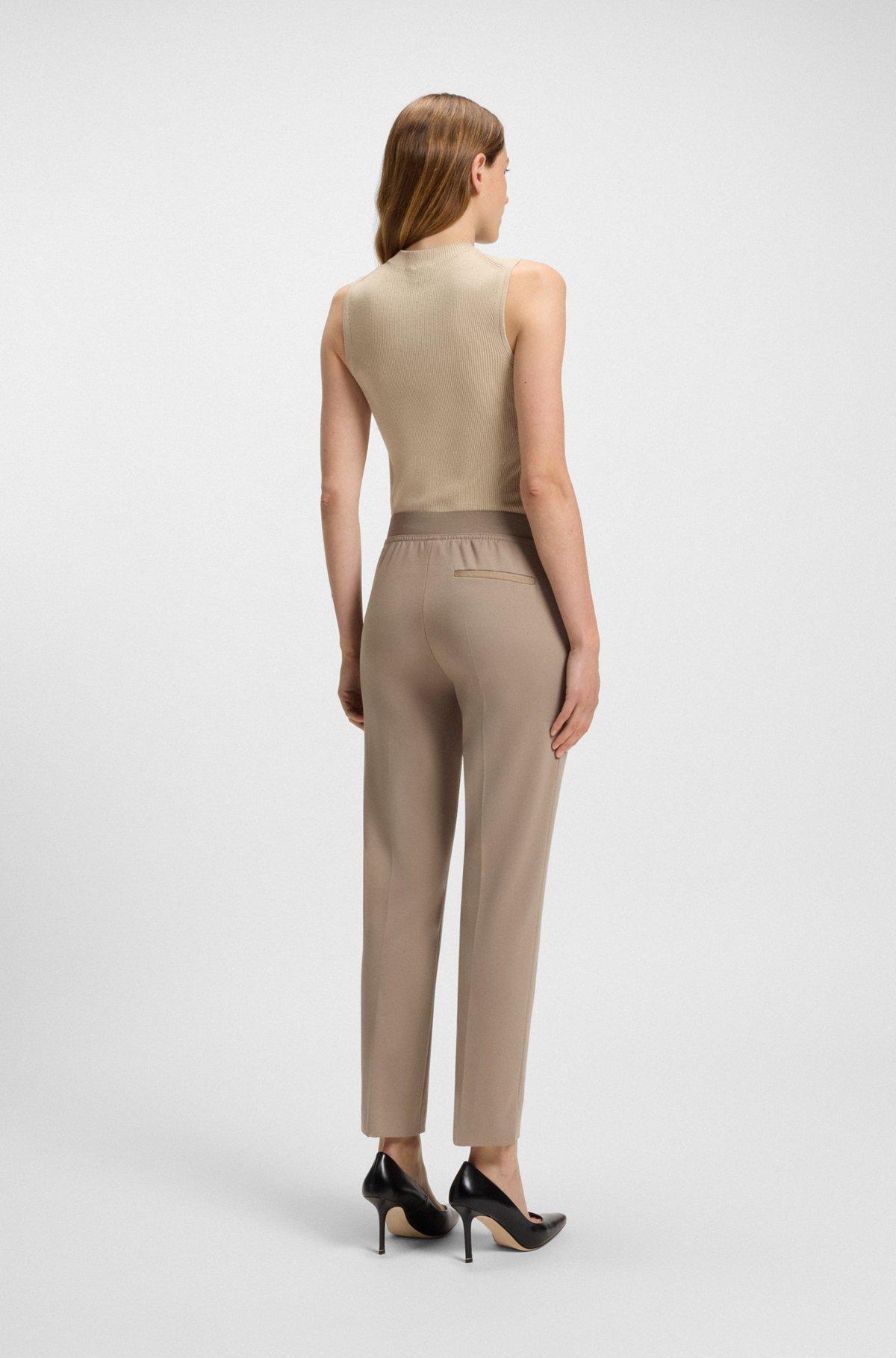 BOSS - Slim-fit pants in micro-structured stretch fabric - Light Brown Product Image