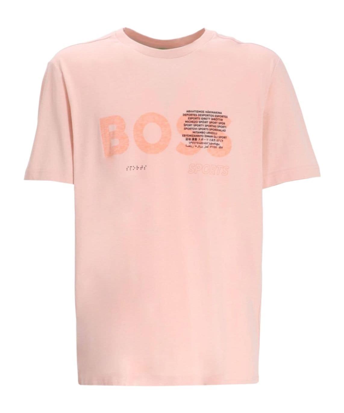 HUGO BOSS Logo-print Cotton T-shirt In Pink Product Image