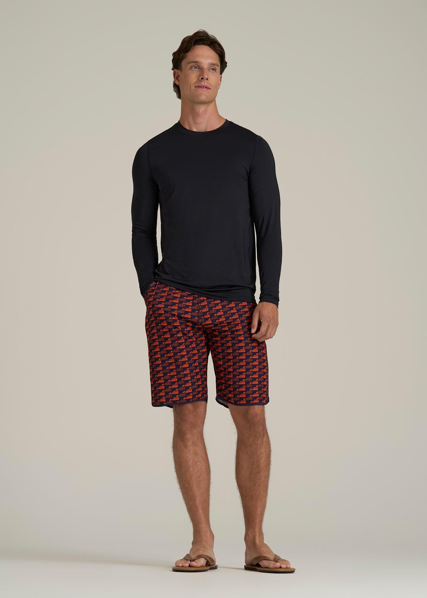 Long Sleeve UPF 50 Rash Guard for Tall Men in Black Male Product Image