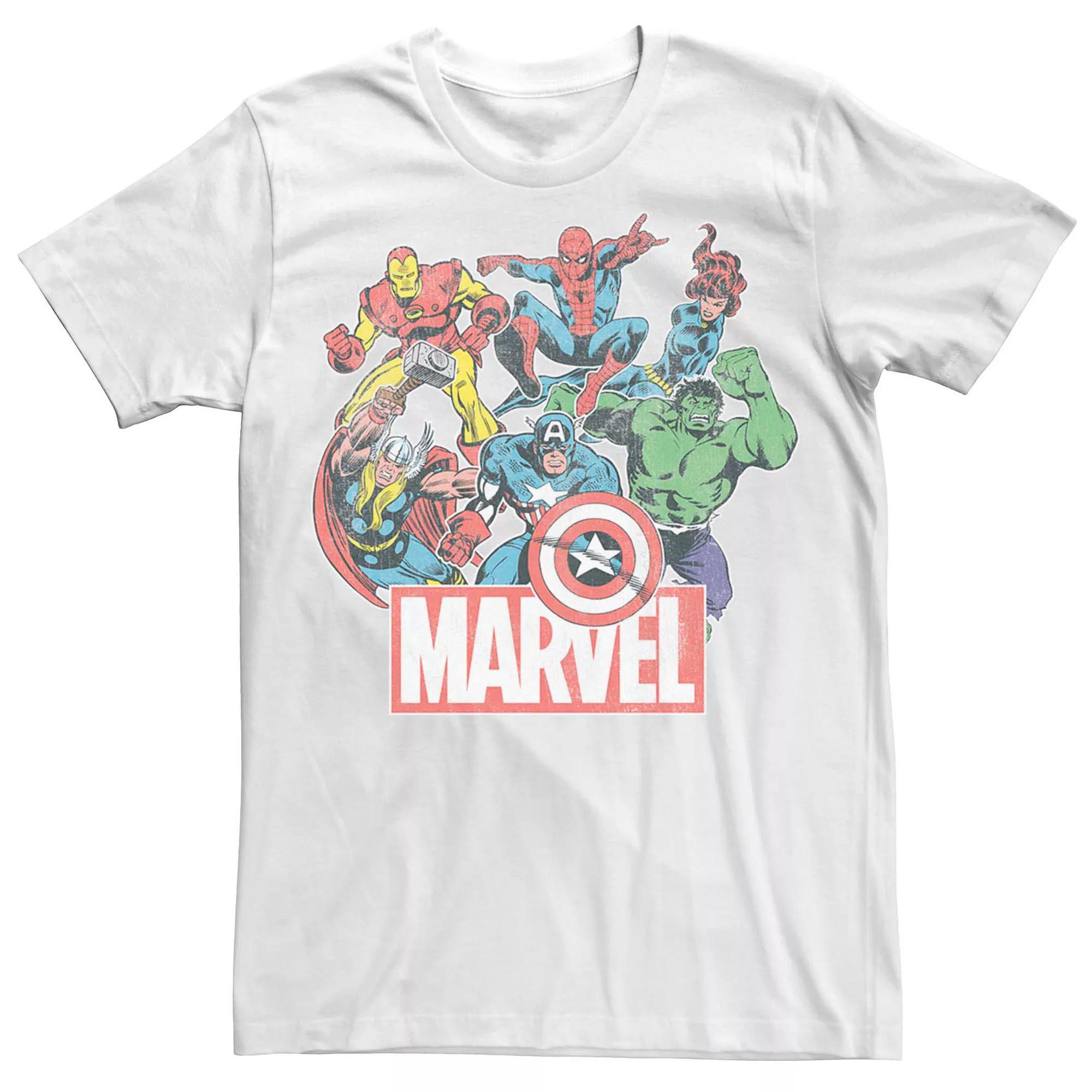 Men's Marvel Retro Avengers Logo Group Shot Tee,  Product Image