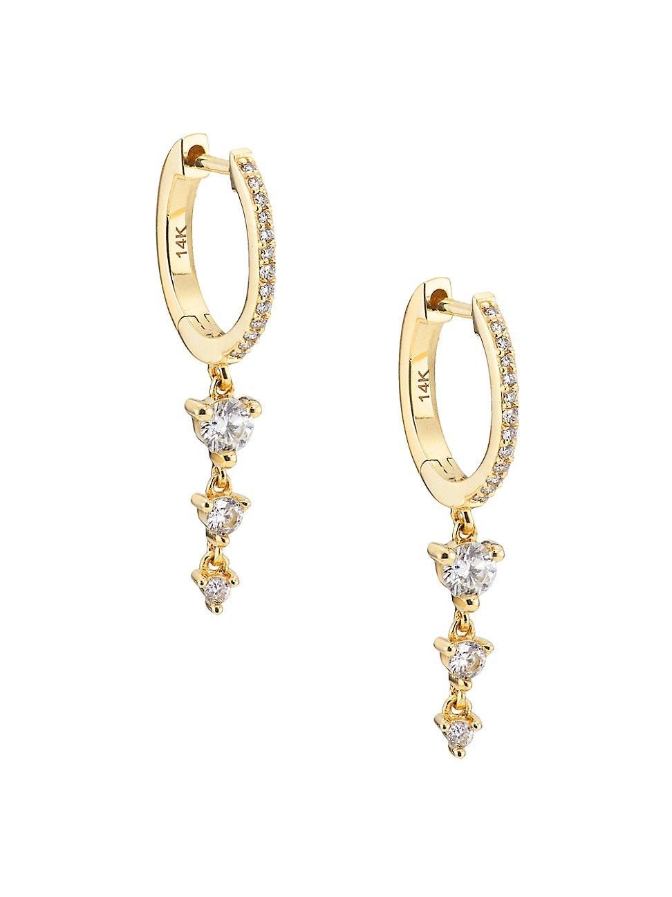 Womens 14K Yellow Gold & 0.30 TCW Diamond Drop Earrings Product Image