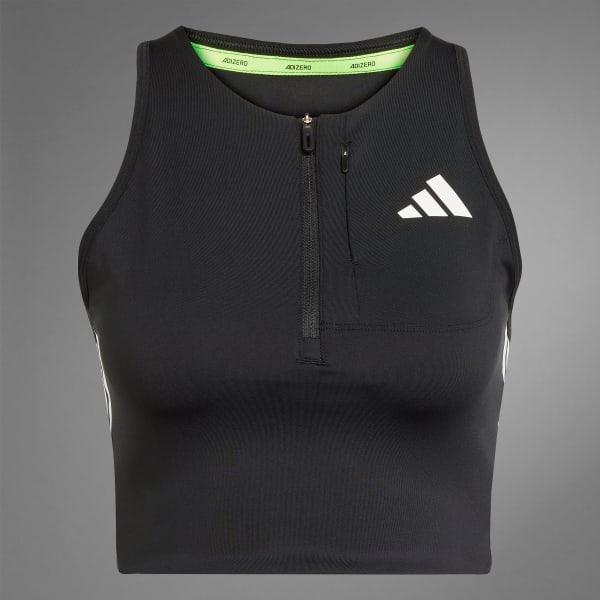 adidas Adizero Running Gel Pocket Crop Top Black S Womens Product Image