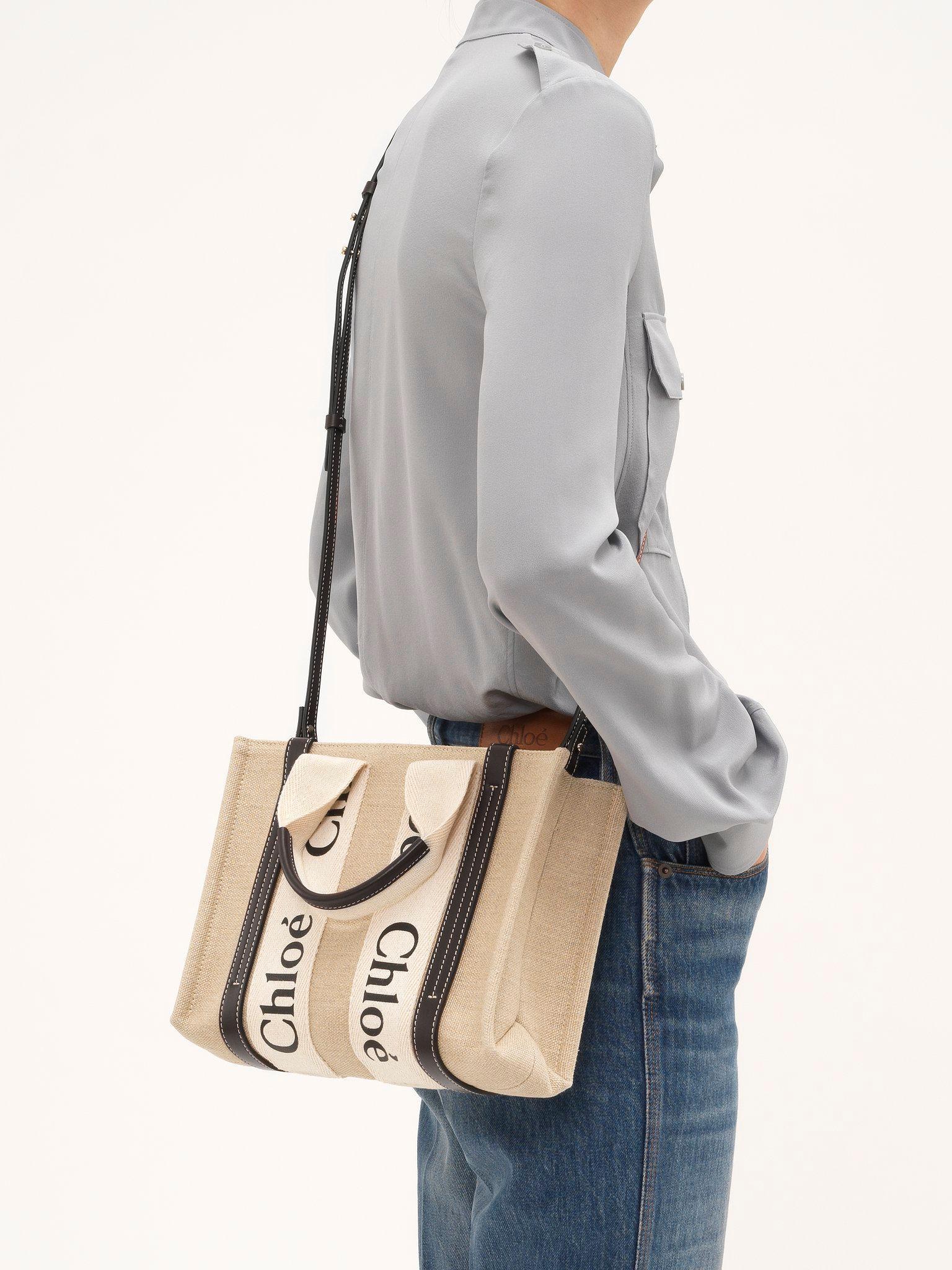 Small Woody tote bag in linen Product Image