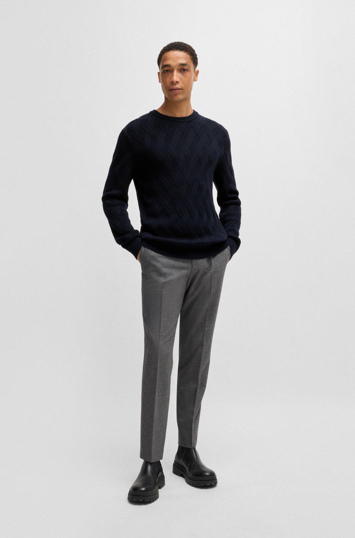 Wool regular-fit sweater with knitted structure Product Image