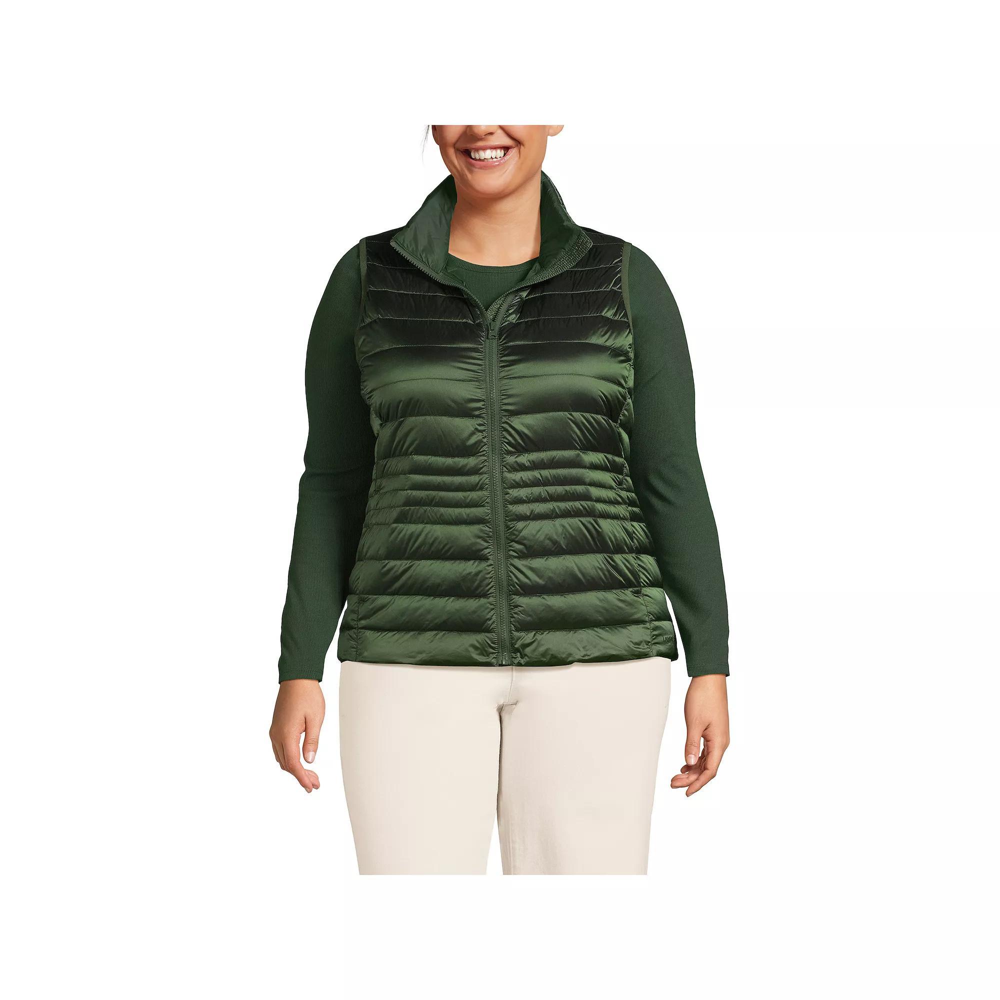 Plus Size Lands' End Wanderweight Down Vest, Women's, Size: 2XL, Estate Green Shine Product Image