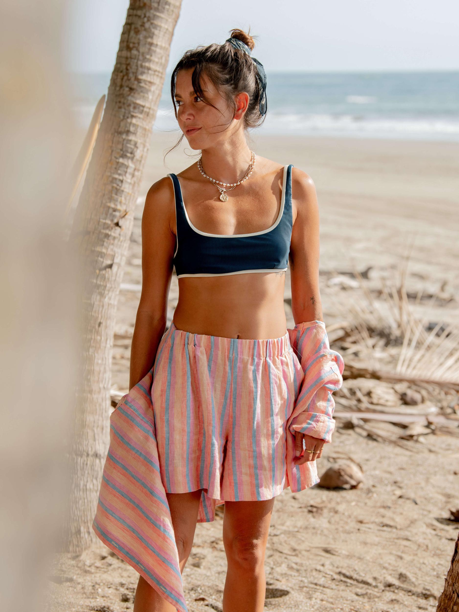 Laguna Linen Bayview Short - Cabana Multi Stripe Product Image