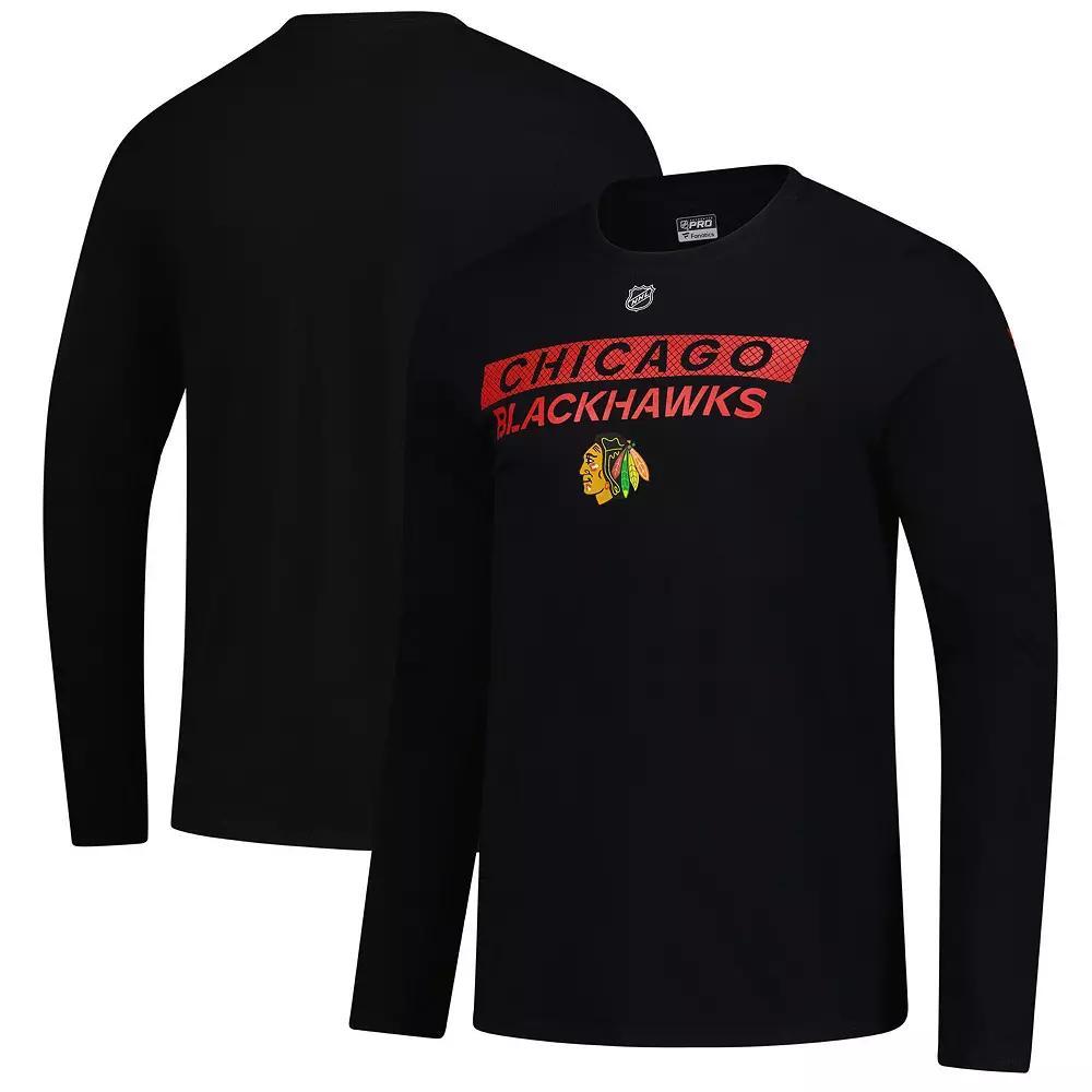 Men's Fanatics Black Chicago Blackhawks Authentic Pro Primary Logo Long Sleeve T-Shirt,  Product Image