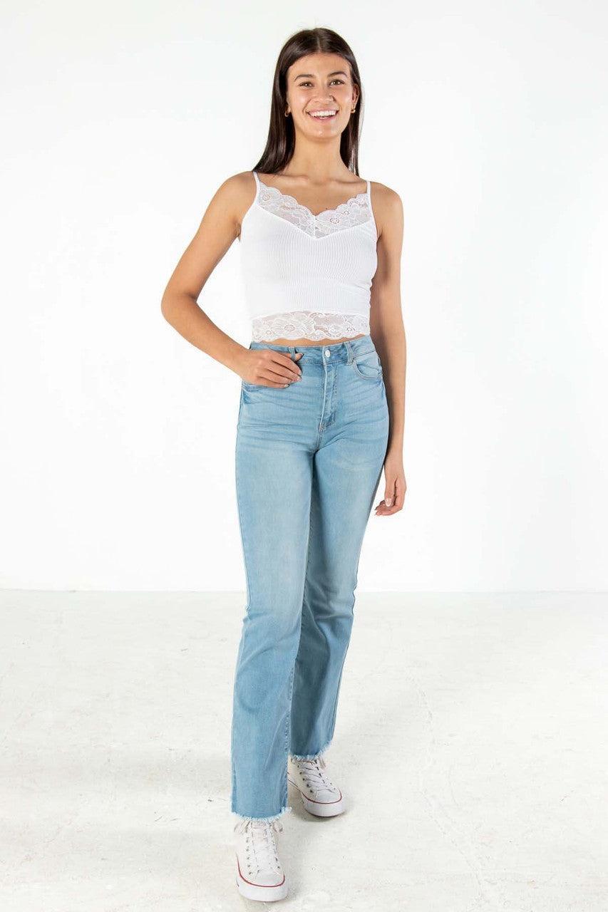 Seamless White Lace Trim Cami Product Image