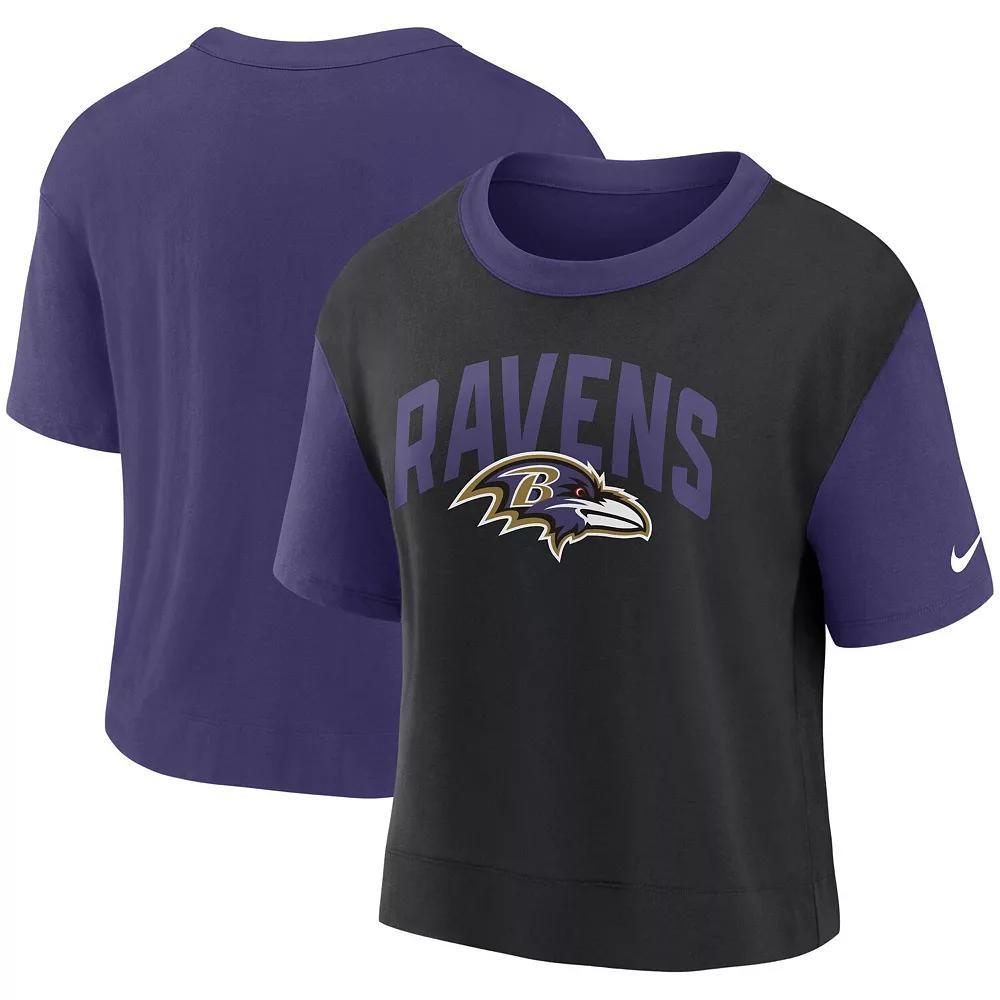 Women's Nike Purple/Black Baltimore Ravens High Hip Fashion T-Shirt, Size: Large Product Image