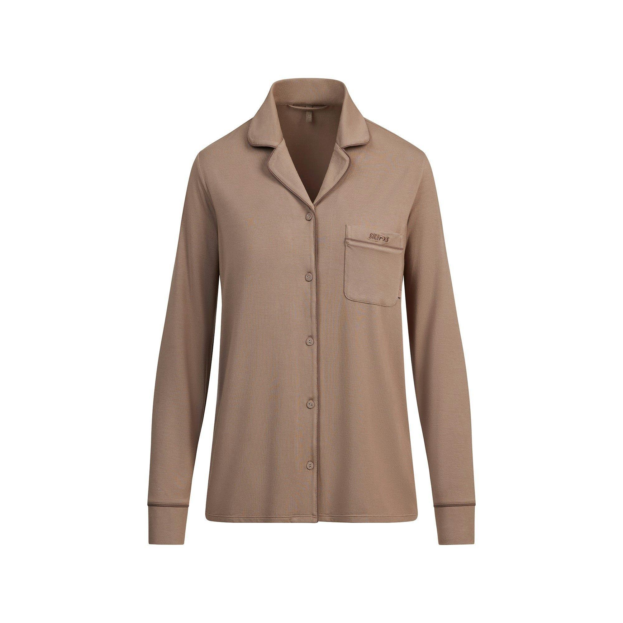 SKIMS SLEEP LONG SLEEVE BUTTON UP SET | FOSSIL Product Image
