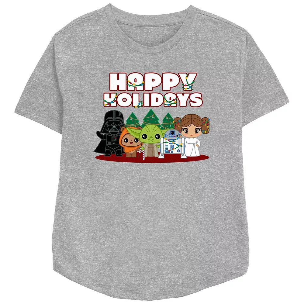 Women's Star Wars Characters Happy Holidays Relaxed Fit Graphic Tee,  Product Image