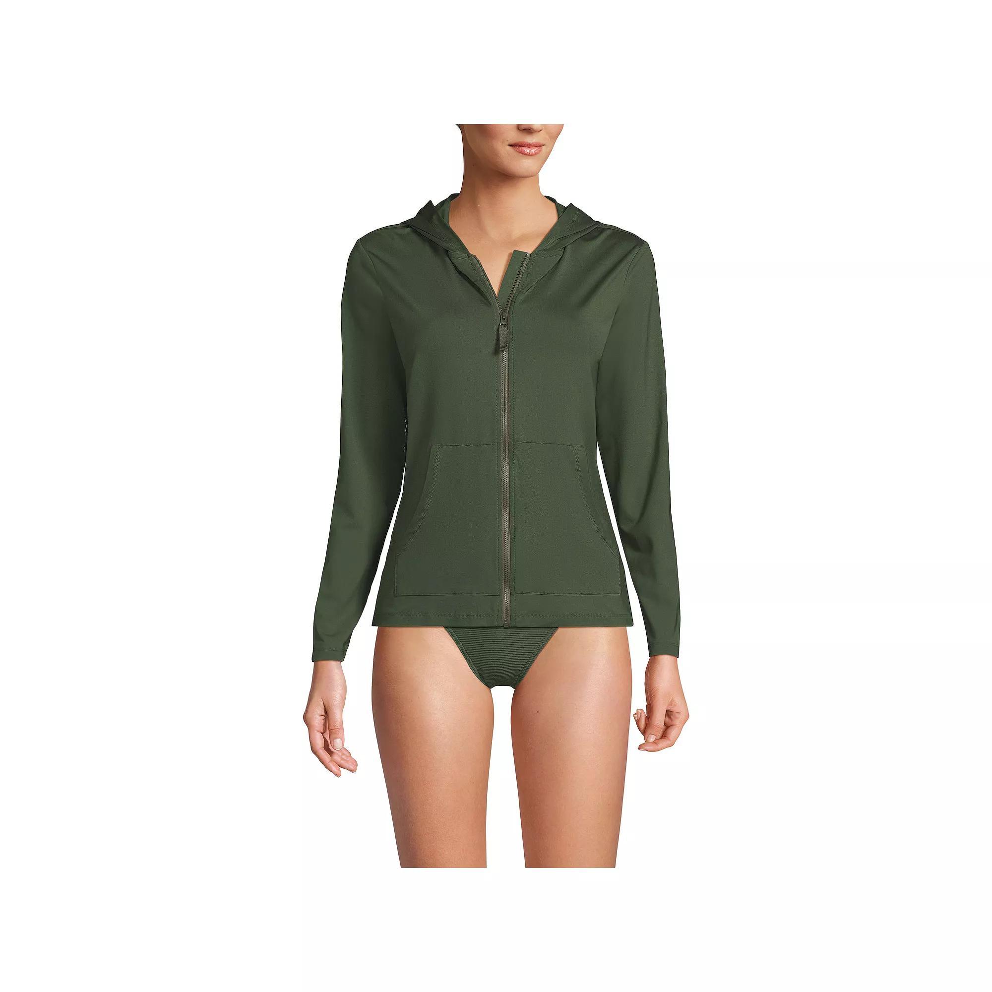 Petite Lands' End UPF 50 Hooded Full-Zip Long Sleeve Rash Guard, Women's,  Product Image
