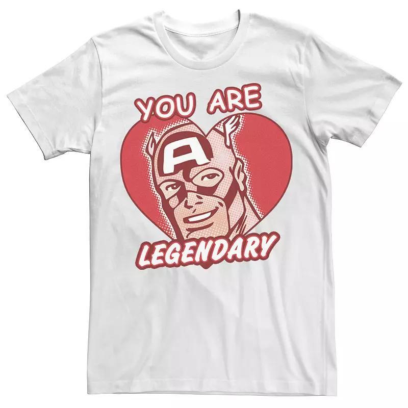 Big & Tall Marvel Captain America Legendary Heart Valentines Day Comic Tee, Men's, Size: 5XL, White Product Image