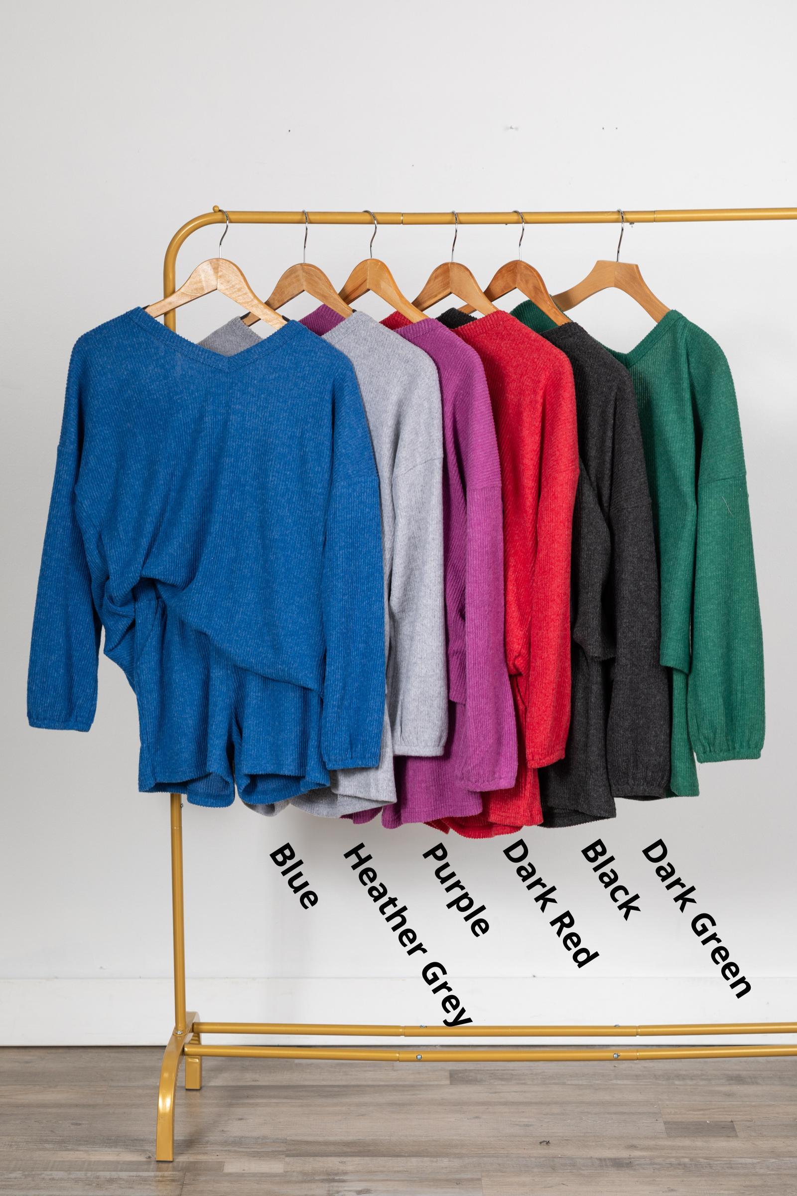 Brushed Ribbed Hacci Tee and Shorts Set Product Image