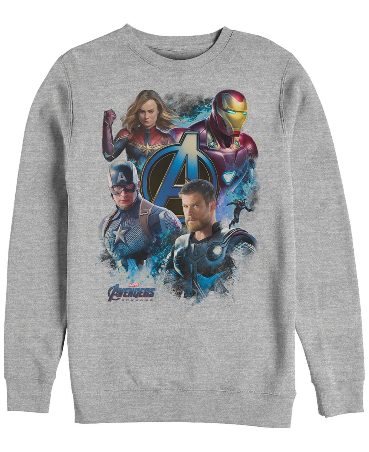 Men's Marvel Avengers Action Portrait Collage Sweatshirt, Size: Small, Athletic Grey Product Image