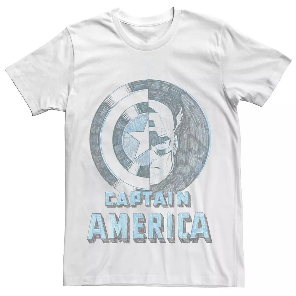 Mens Marvel Captain America Half Face And Shield Portrait Tee Product Image