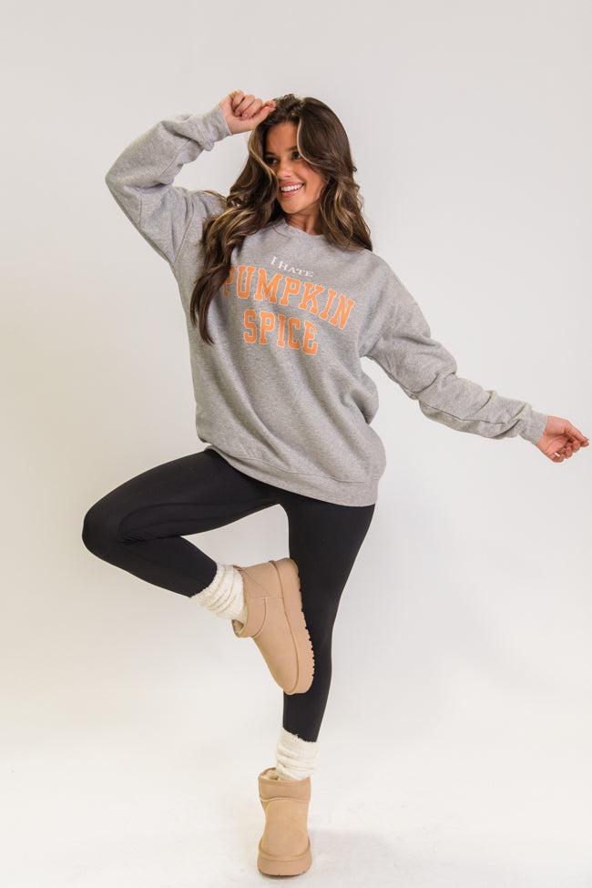 I Hate Pumpkin Spice Heather Grey Graphic Sweatshirt Kalee Rogers x Pink Lily Product Image