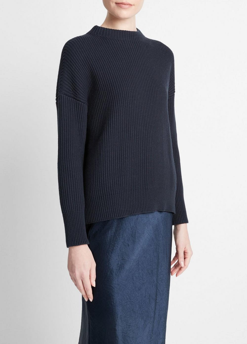 Ribbed Cotton-Cashmere Funnel Neck Sweater Product Image