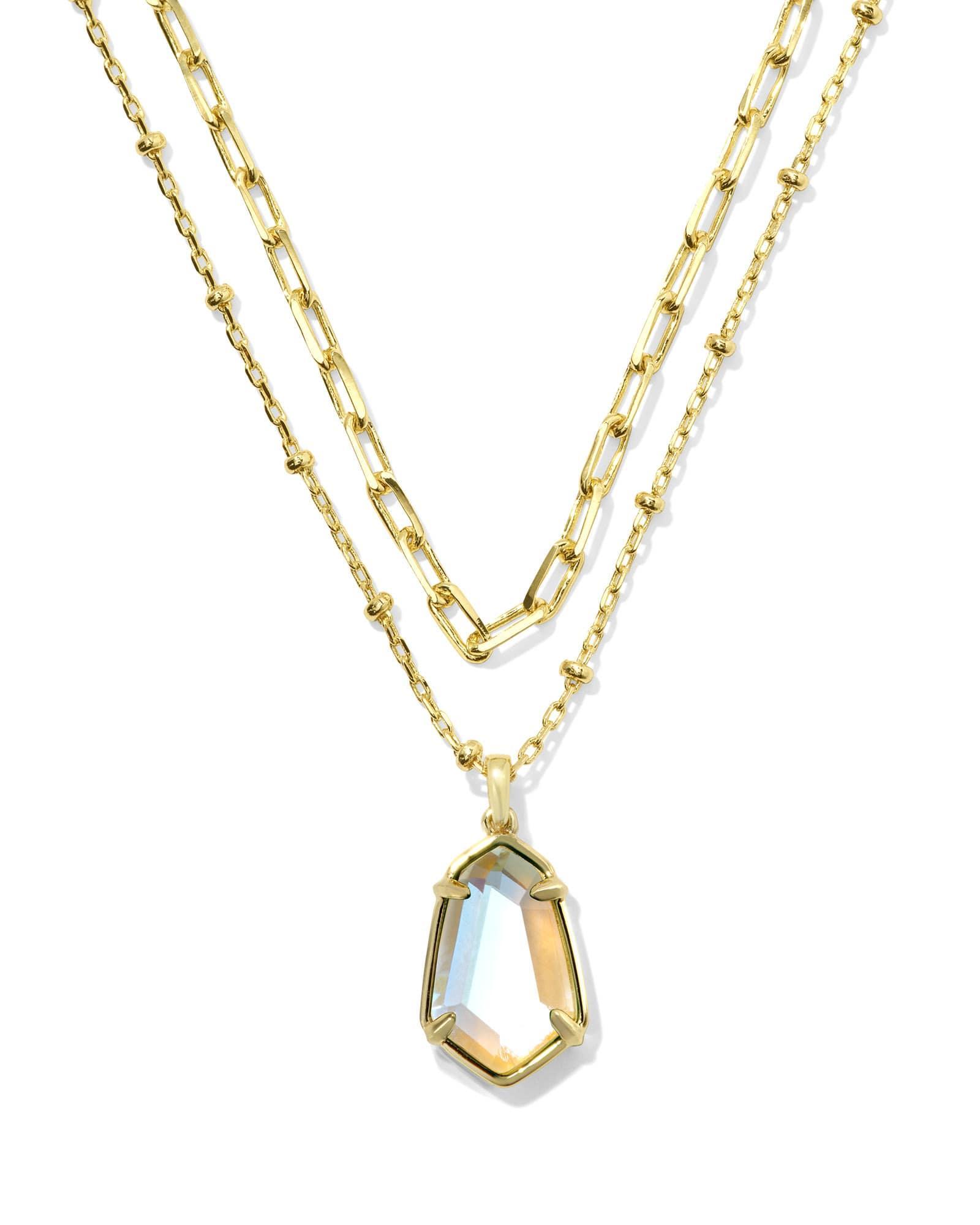 Alexandria Gold Satellite Multi Strand Necklace in Dichroic Glass Product Image