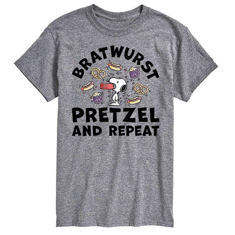 Big & Tall Peanuts Bratwurst Pretzel And Repeat Graphic Tee, Men's, Size: Large Tall, Gray Product Image