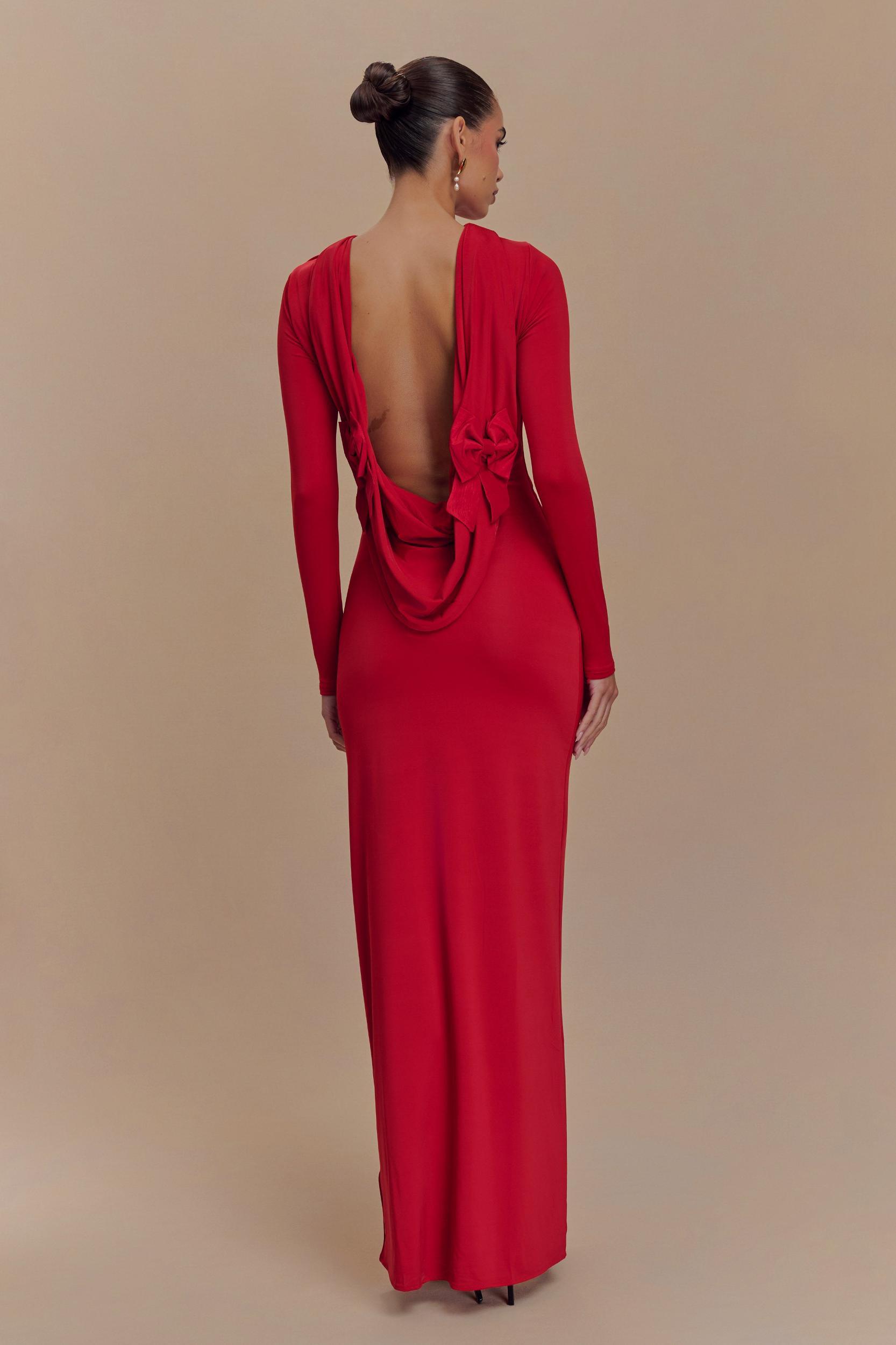 Bennett Slinky Long Sleeve Maxi Dress - Ruby Product Image