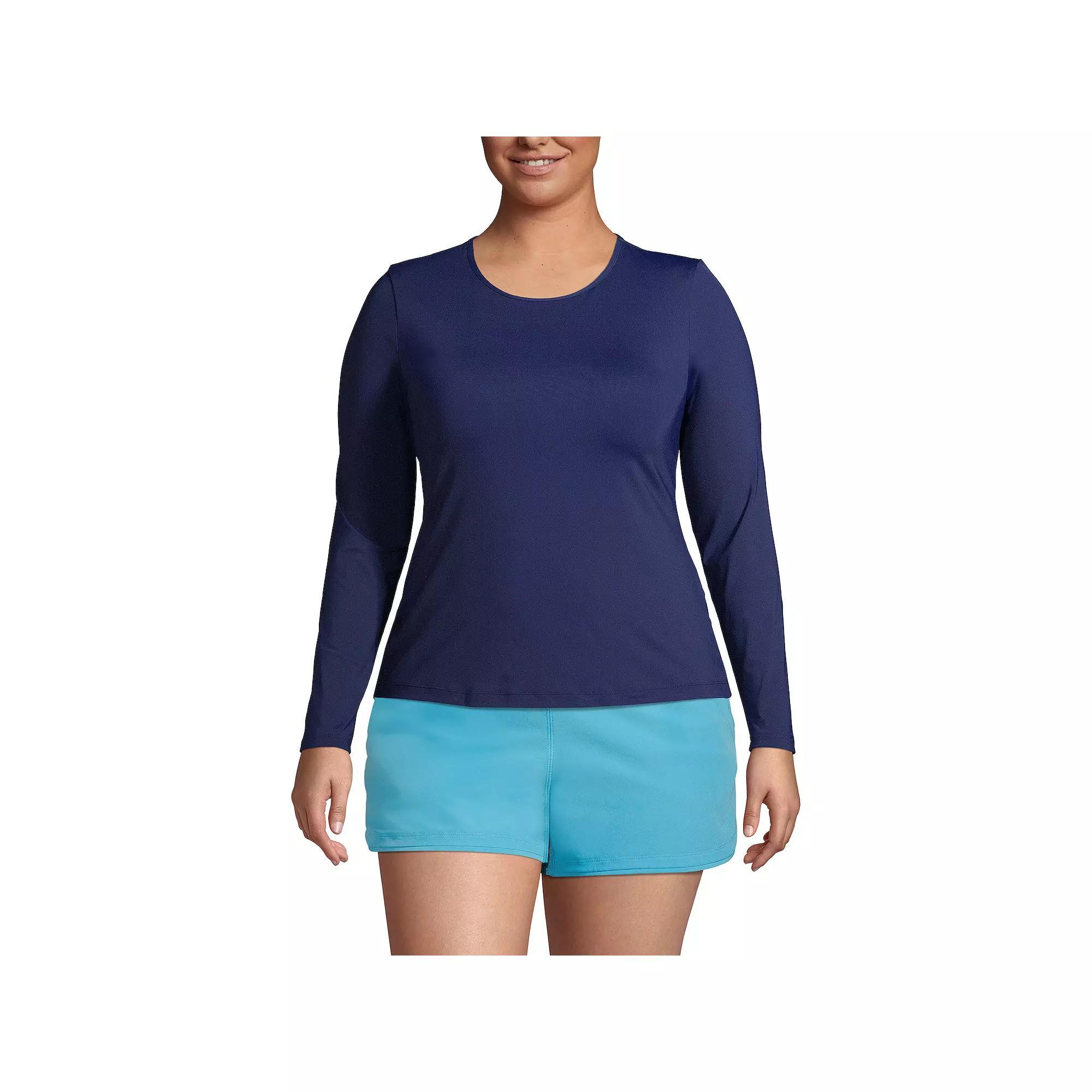 Petite Lands' End UPF 50 Long Sleeve Rash Guard, Women's,  Product Image