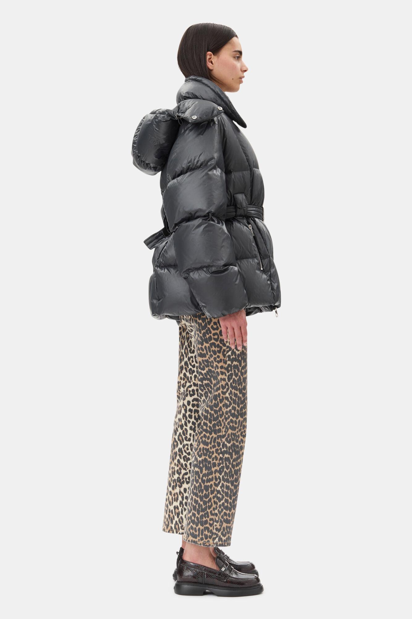 Black Shiny Nylon Puffer Jacket Product Image