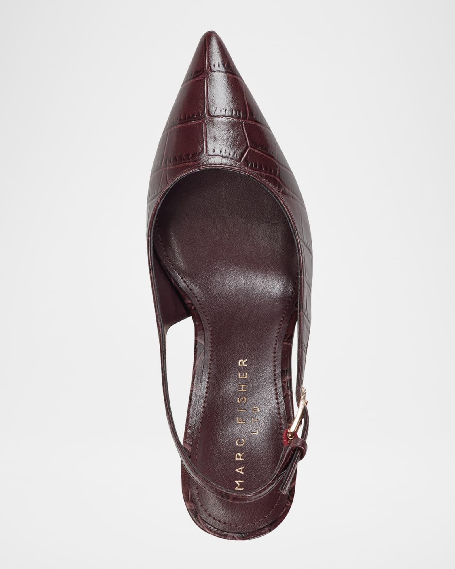 Dorie Croc-Embossed Leather Slingback Pumps Product Image