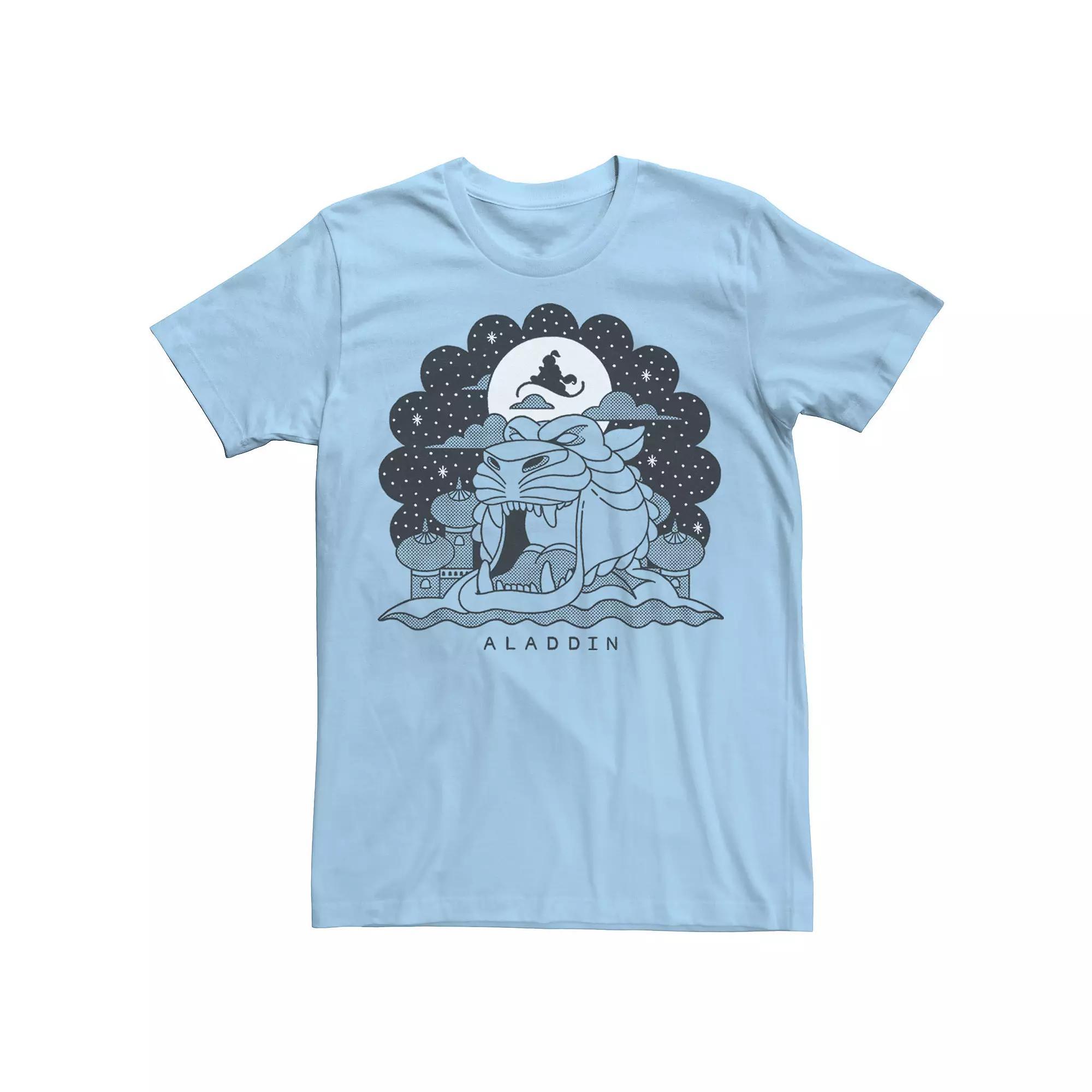 Disney's Aladdin Men's Black & White Cave Of Wonders Line Art Tee,  Product Image