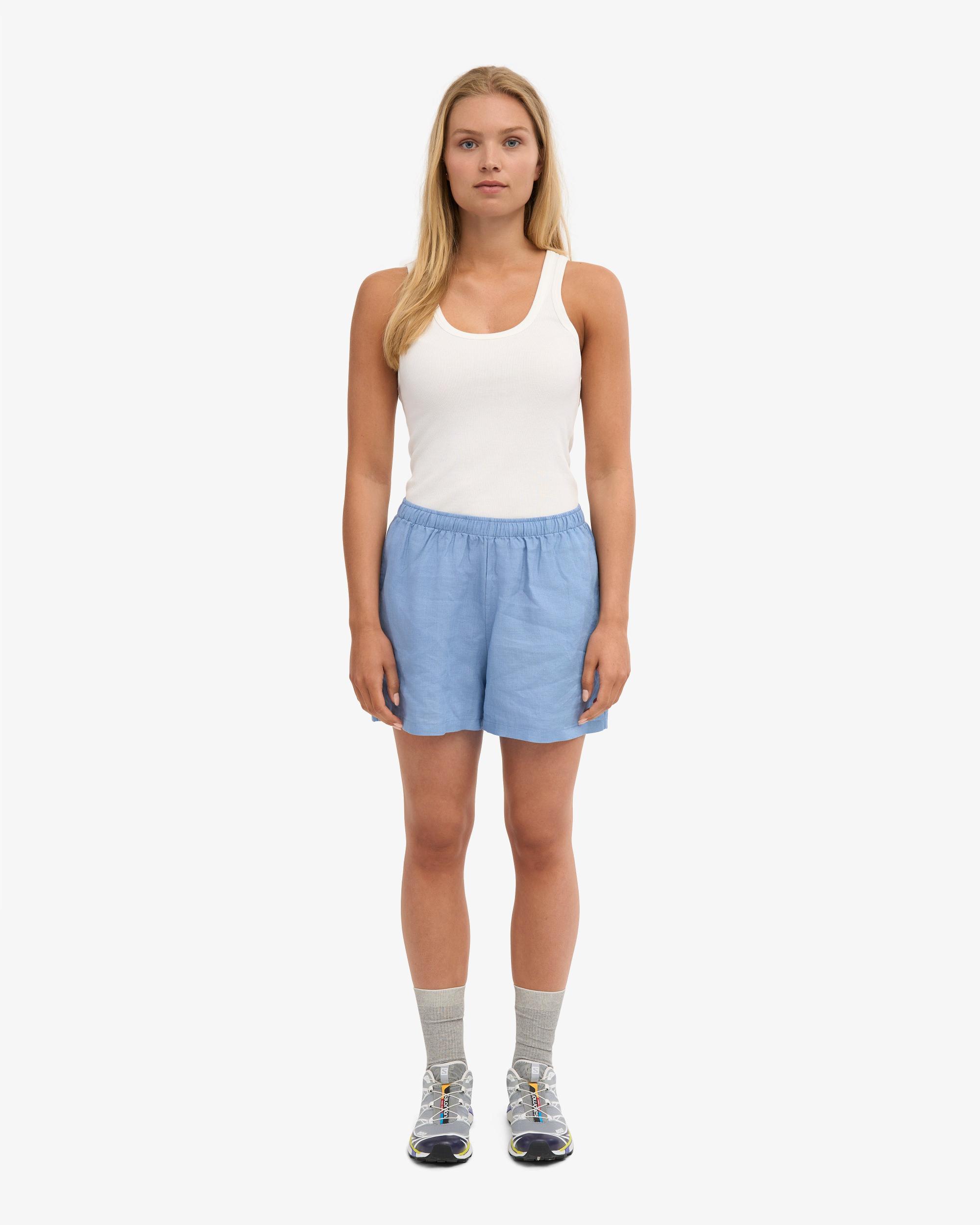 Linen Shorts - Seaside Blue Product Image