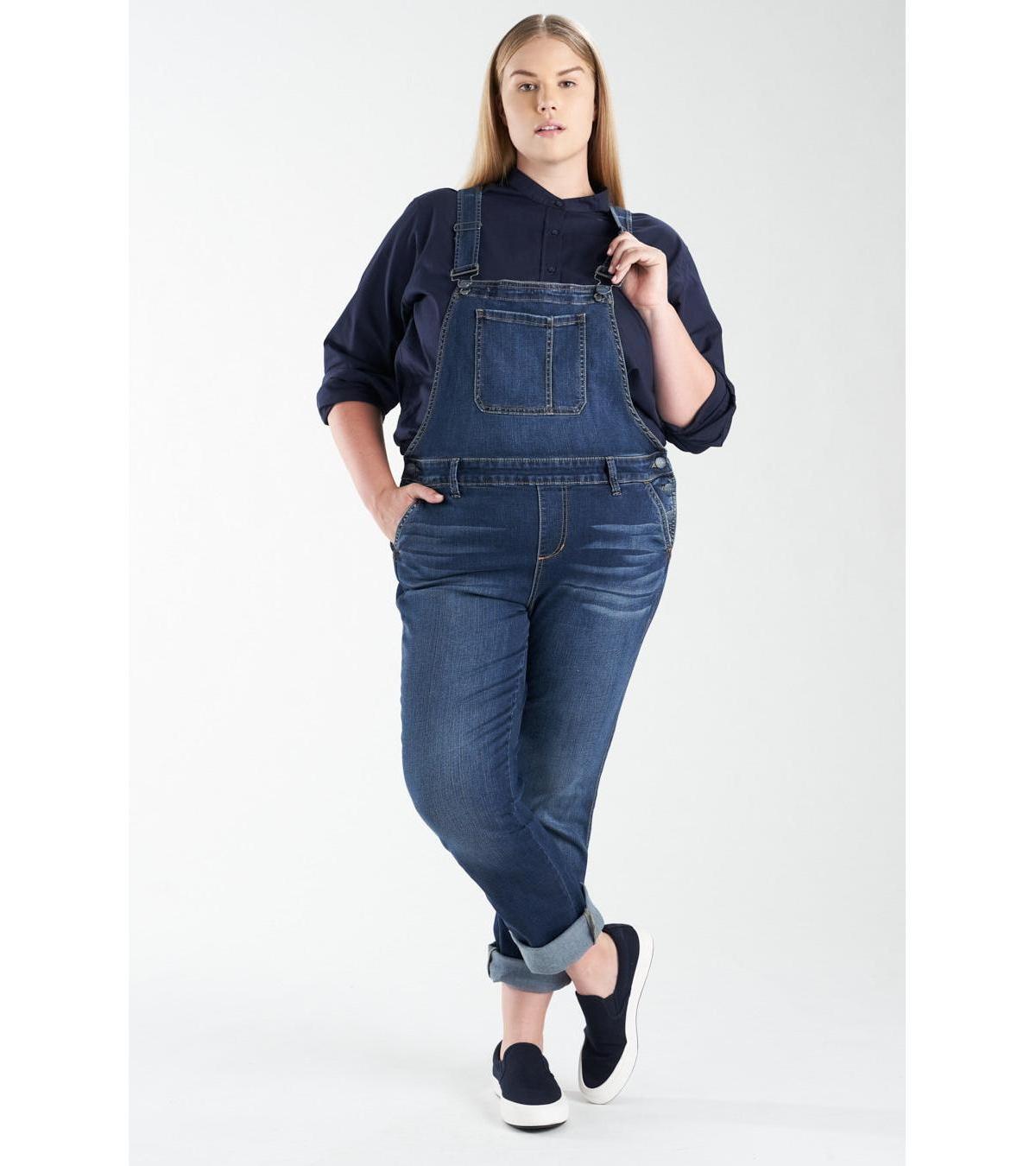 Womens Stretch Denim Overalls Product Image