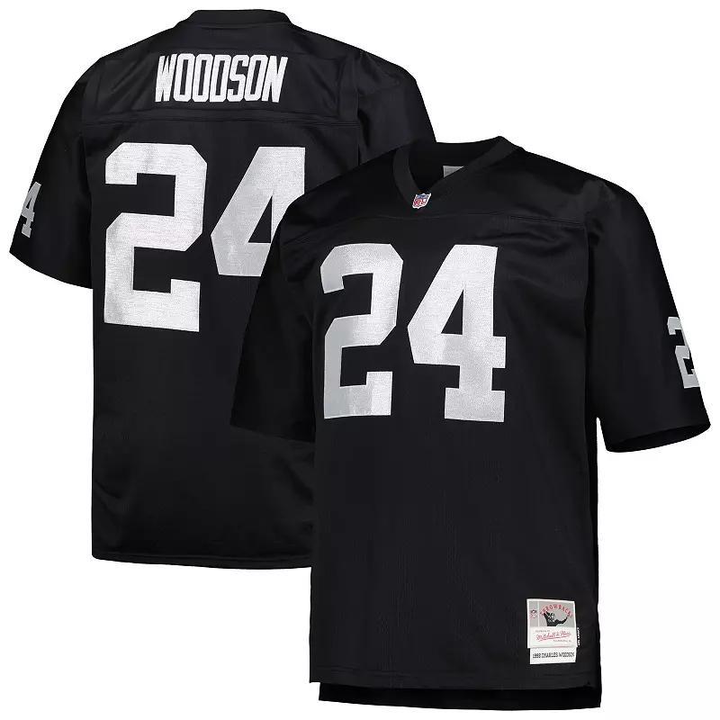 Men's Mitchell & Ness Charles Woodson Black Las Vegas Raiders Big & Tall 1998 Retired Player Replica Jersey, Size: 3XLT, Lvr Black Product Image