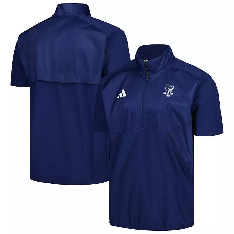 Mens adidas Navy Rhode Island Rams Sideline AEROREADY Raglan Short Sleeve Quarter-Zip Jacket Uri Blue Product Image