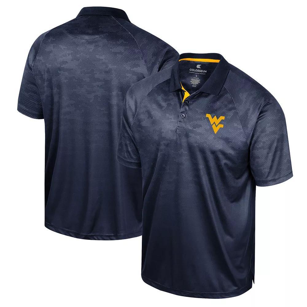 Men's Colosseum Navy West Virginia Mountaineers Honeycomb Raglan Polo, Size: Large, Blue Product Image