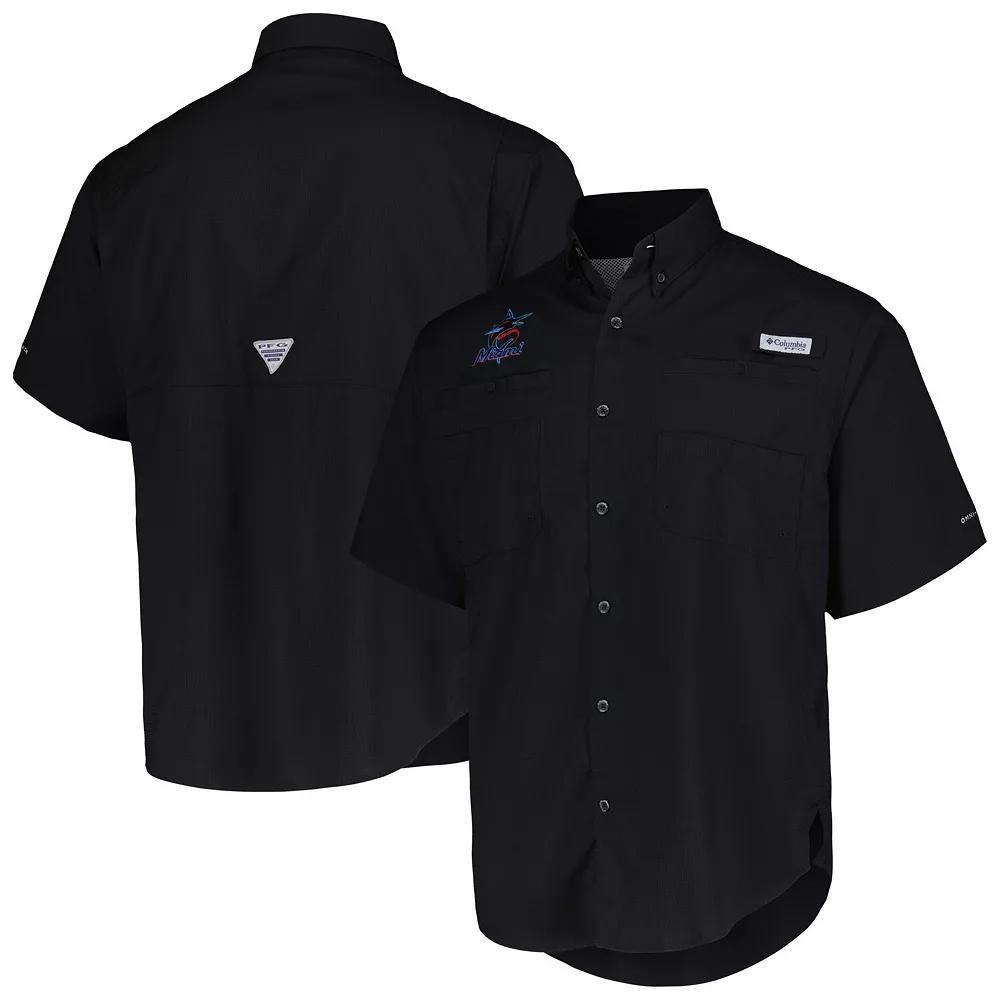 Men's Columbia Black Miami Marlins Tamiami Omni-Shade Button-Down Shirt,  Product Image