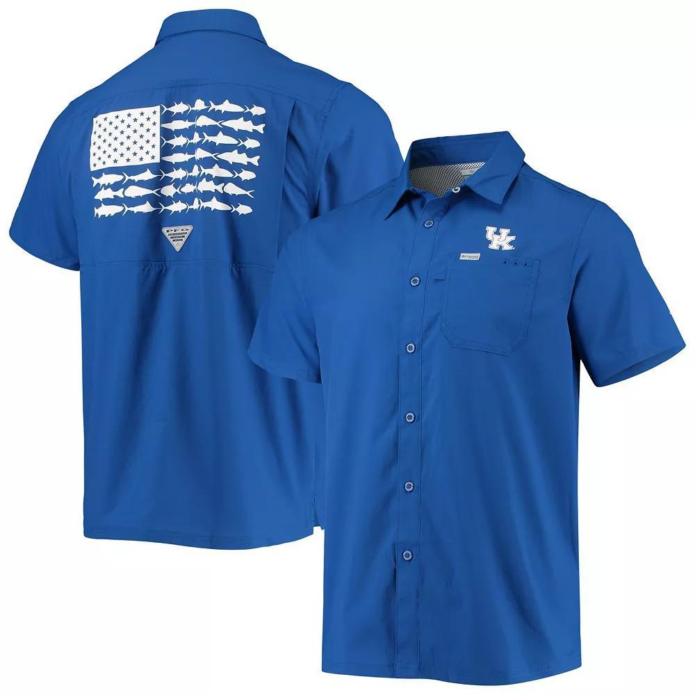 Men's Columbia PFG Royal Kentucky Wildcats Slack Tide Camp Button-Up Shirt,  Product Image