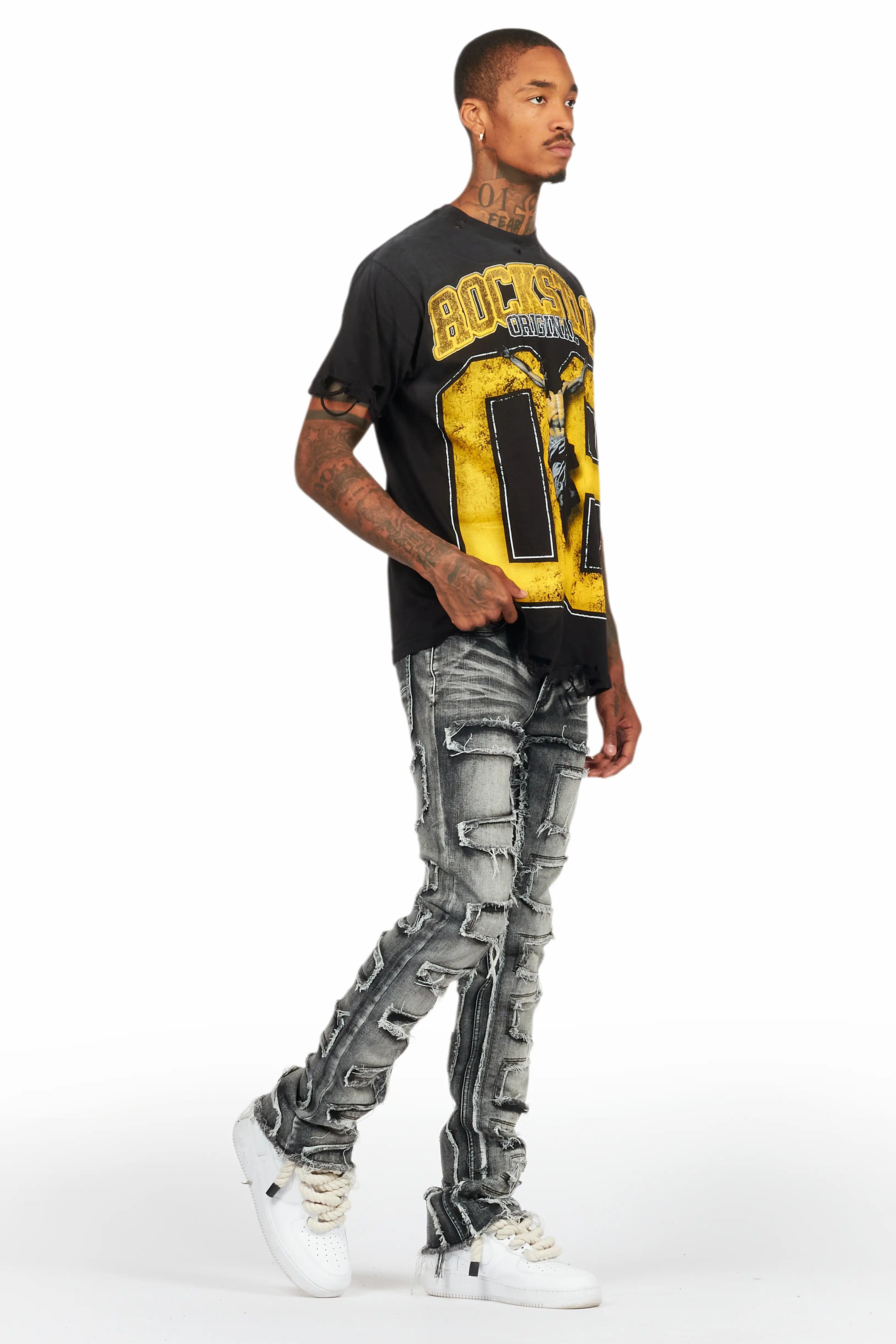 Shake Light Grey Stacked Flare Jean Male Product Image